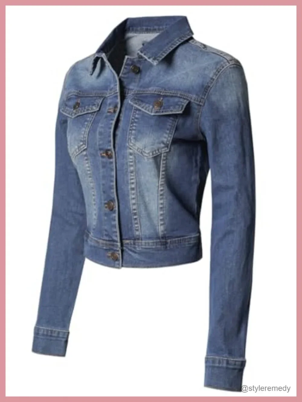 Stretch Denim Jacket Slim Fit Jean Coat Long Sleeve Button